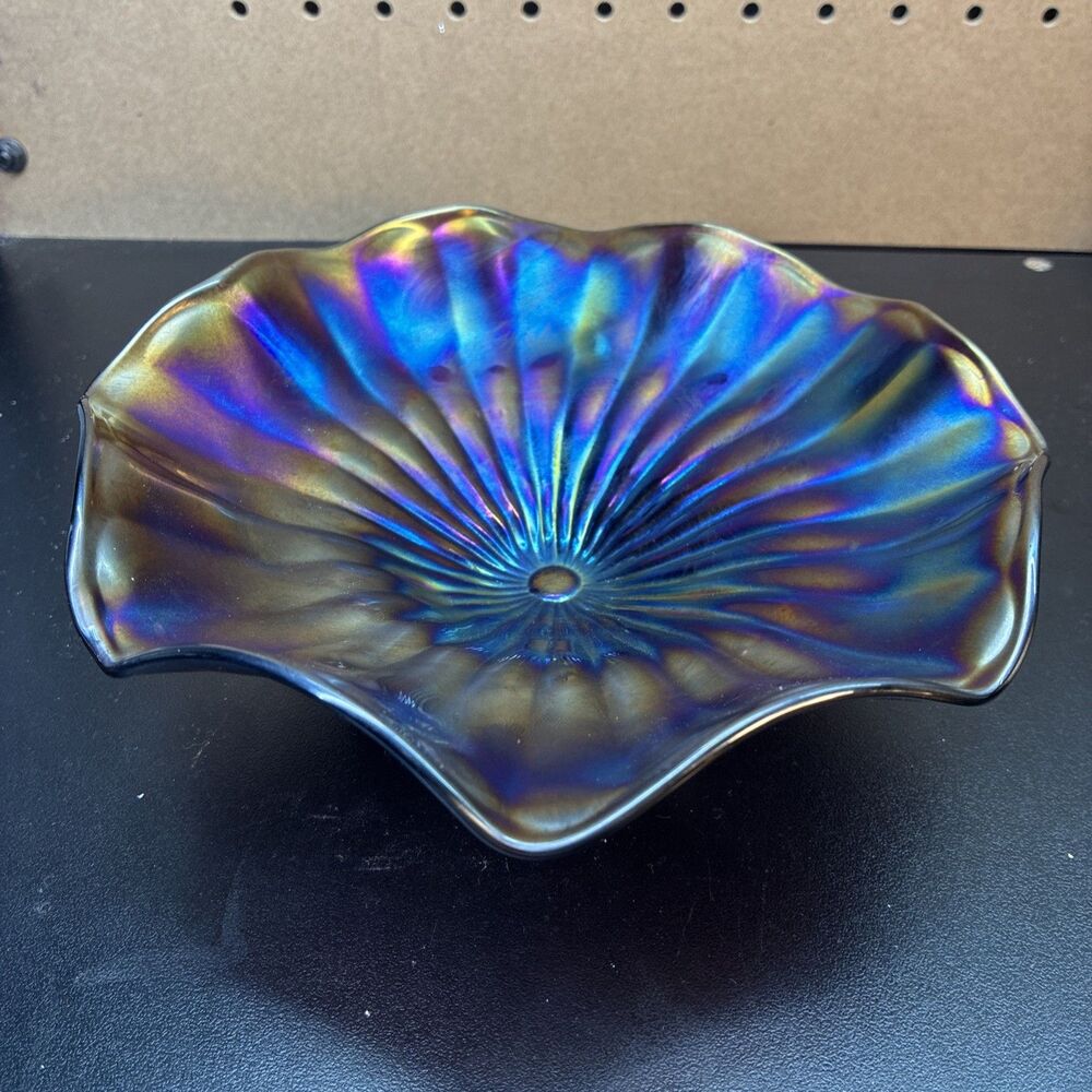 Northwood Beaded Cable 3-Footed Carnival Glass Candy Dish
